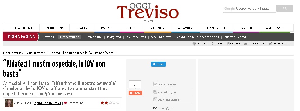 20200430 OggiTreviso Castelfranco