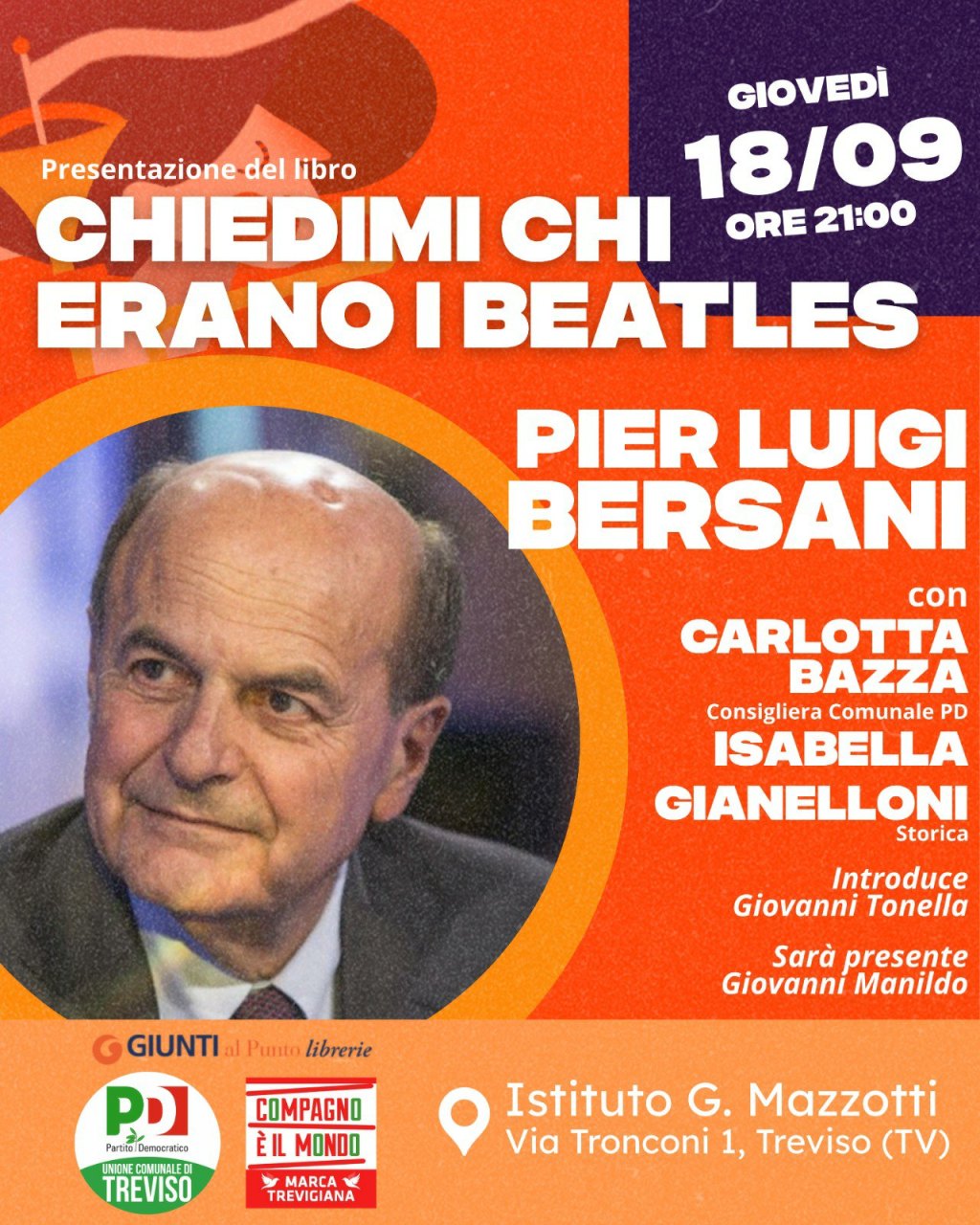 Bersani presenta “Chiedimi chi erano i&nbsp;Beatles”